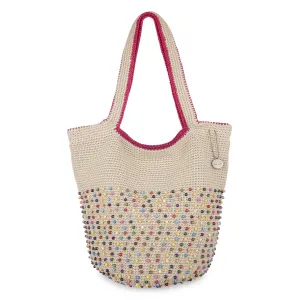 120 Tote - Hand Crochet - Ecru Multi Beads City Stroll