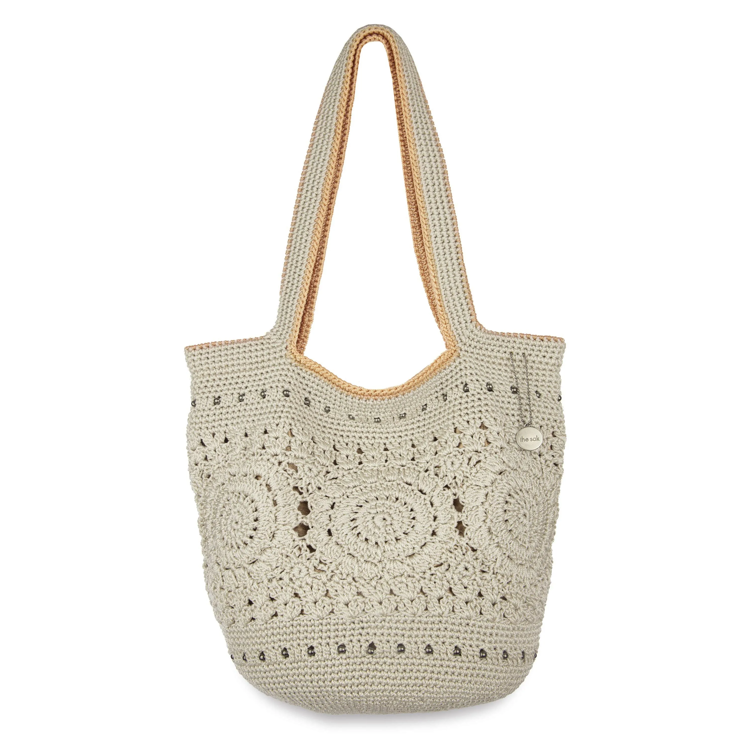120 Tote - Hand Crochet - Natural Medallion City Stroll