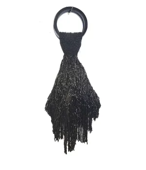 1920s Black Beaded Fringe Wristlet Fun Outing