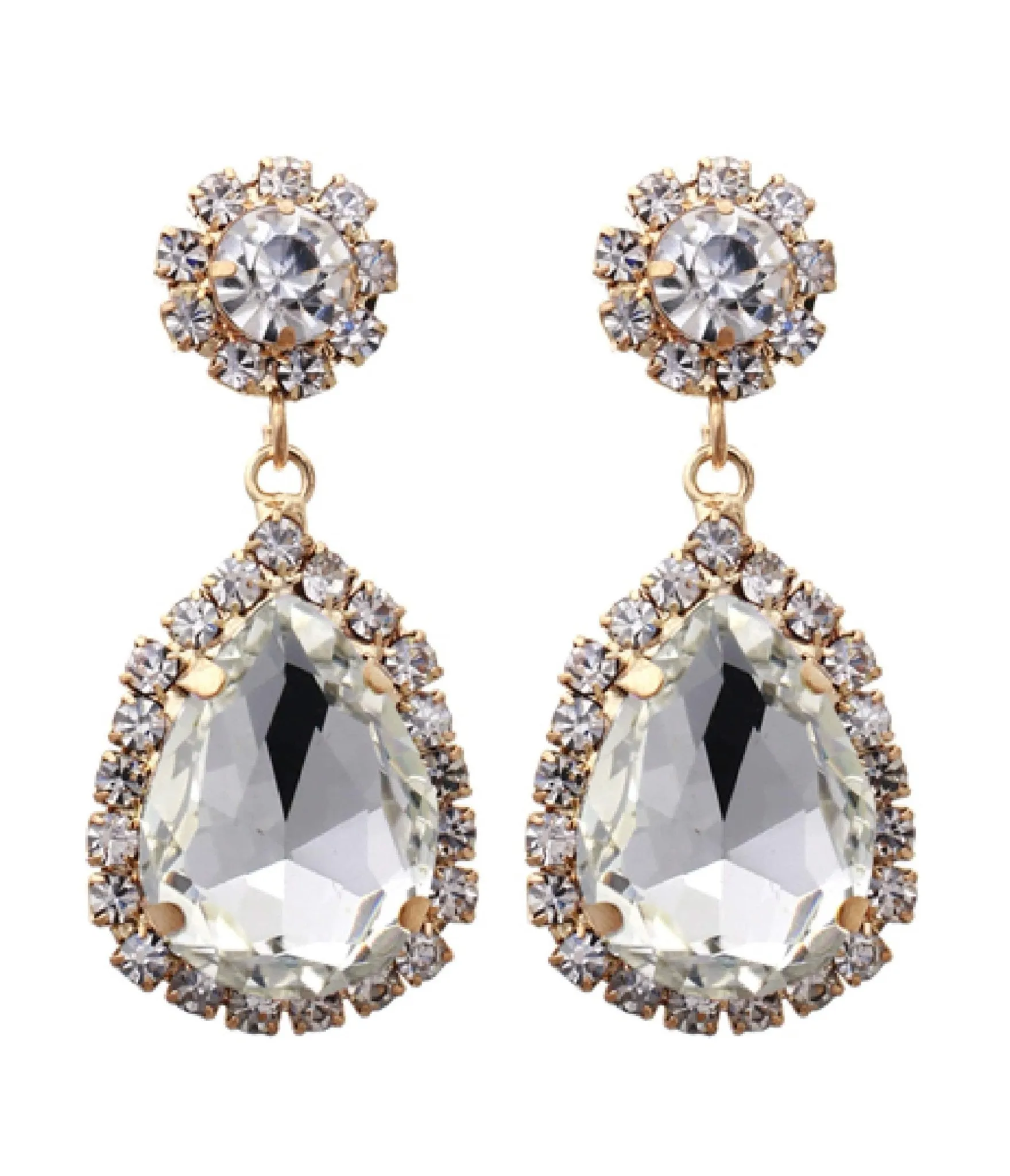 1920s Silver Rhinestone Teardrop Dangle Earrings Everyday Chic