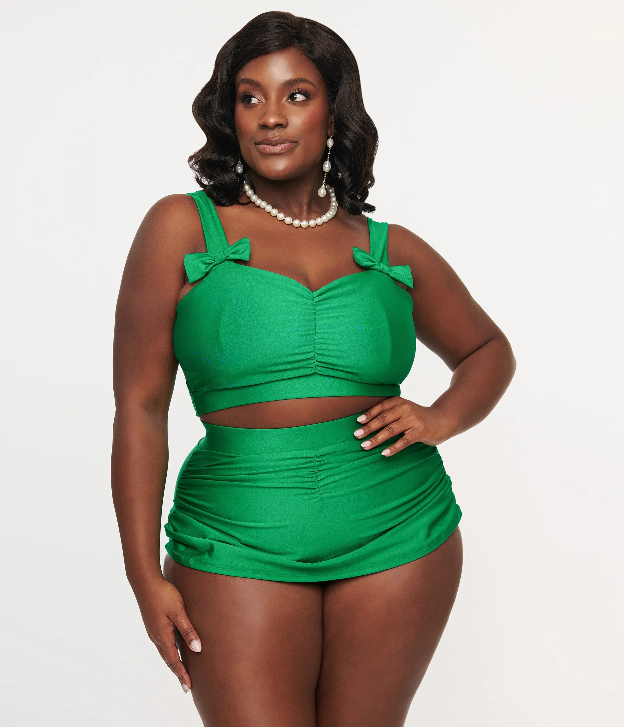 1950s Green Bow Swim Top Beach Vacation Ready