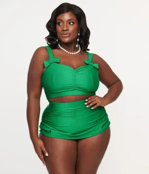 1950s Green Bow Swim Top Beach Vacation Ready