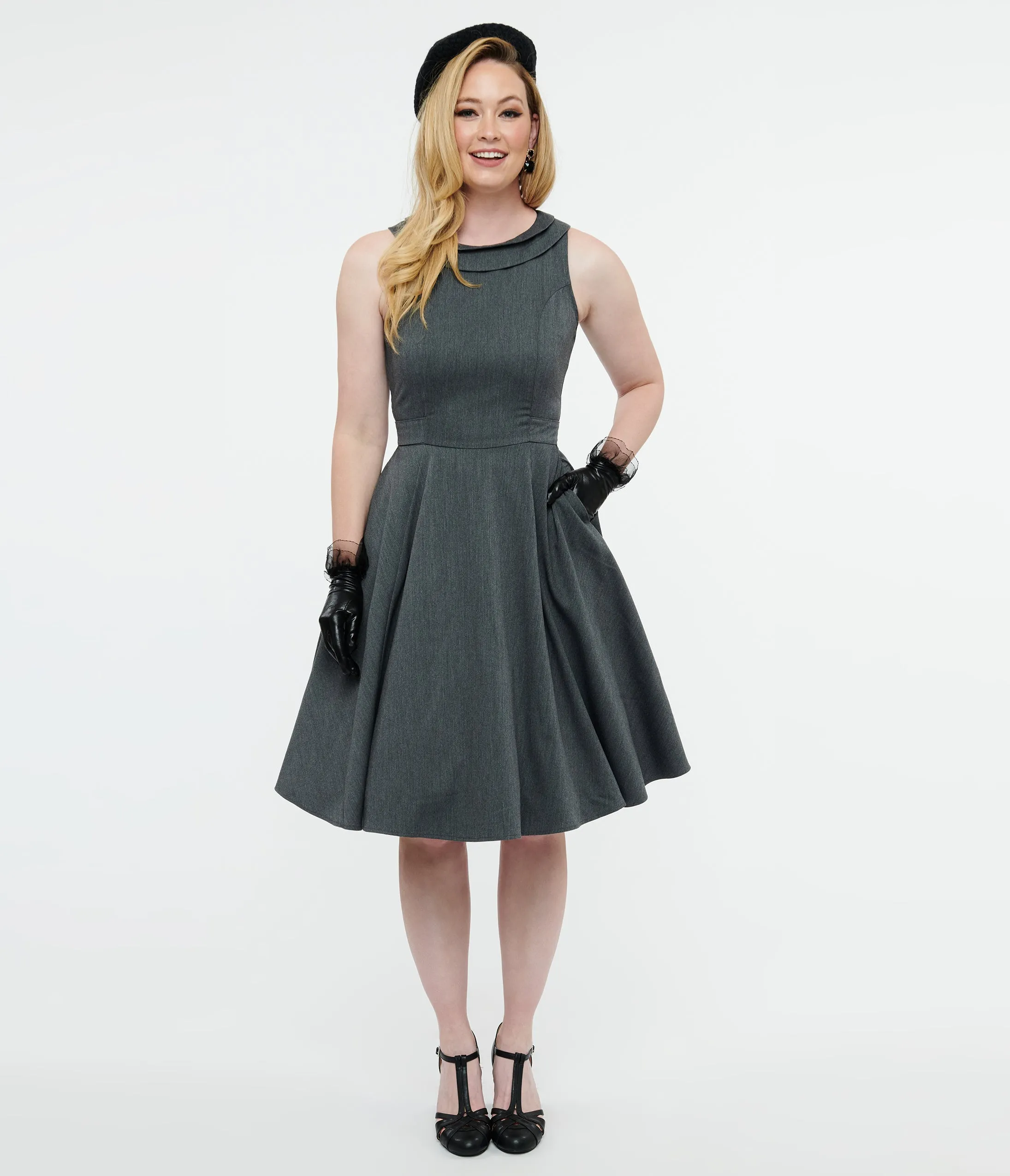 1950s Grey Swing Dress Casual Everyday Look