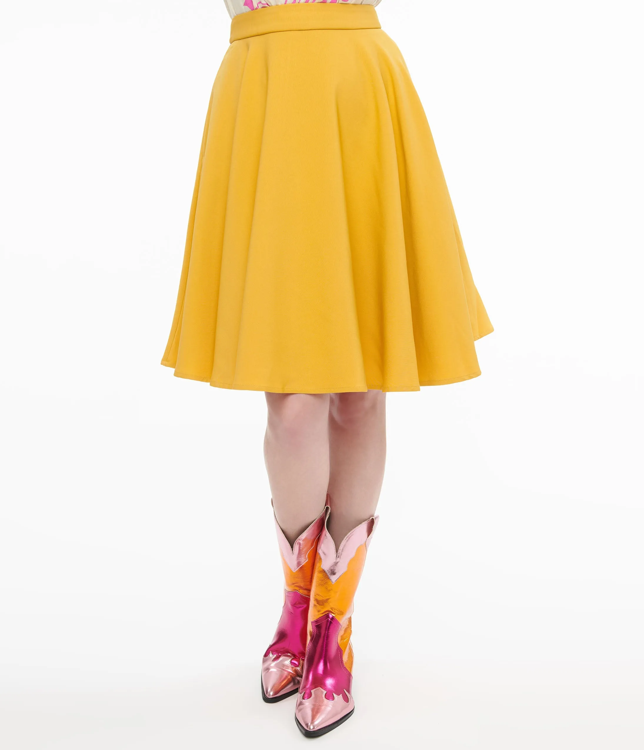 1950s Mustard Swing Skirt Comfortable Travel Wear