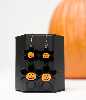1960s Groovy Jack O Lantern Flower Power Earrings Everyday Chic
