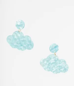 1960s Light Blue Shimmer Cloud Earrings Everyday Chic