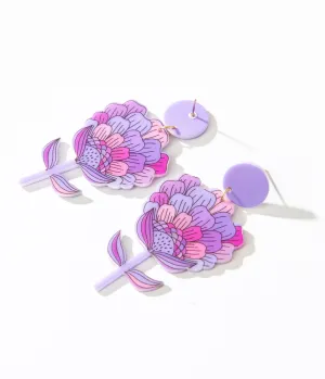 1970s Purple Flower Bloom Earrings Everyday Chic