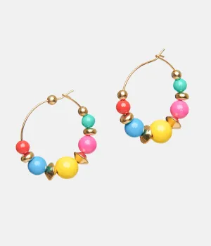 1980s Rainbow Bead Hoop Earrings Everyday Chic
