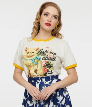 Ask Me About My Cat Unisex Ringer Tee Easy Date Night