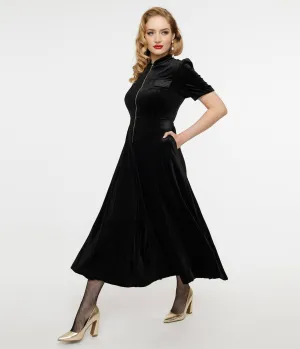 Audrey K Black Velvet Taboo Maxi Dress Casual Everyday Look
