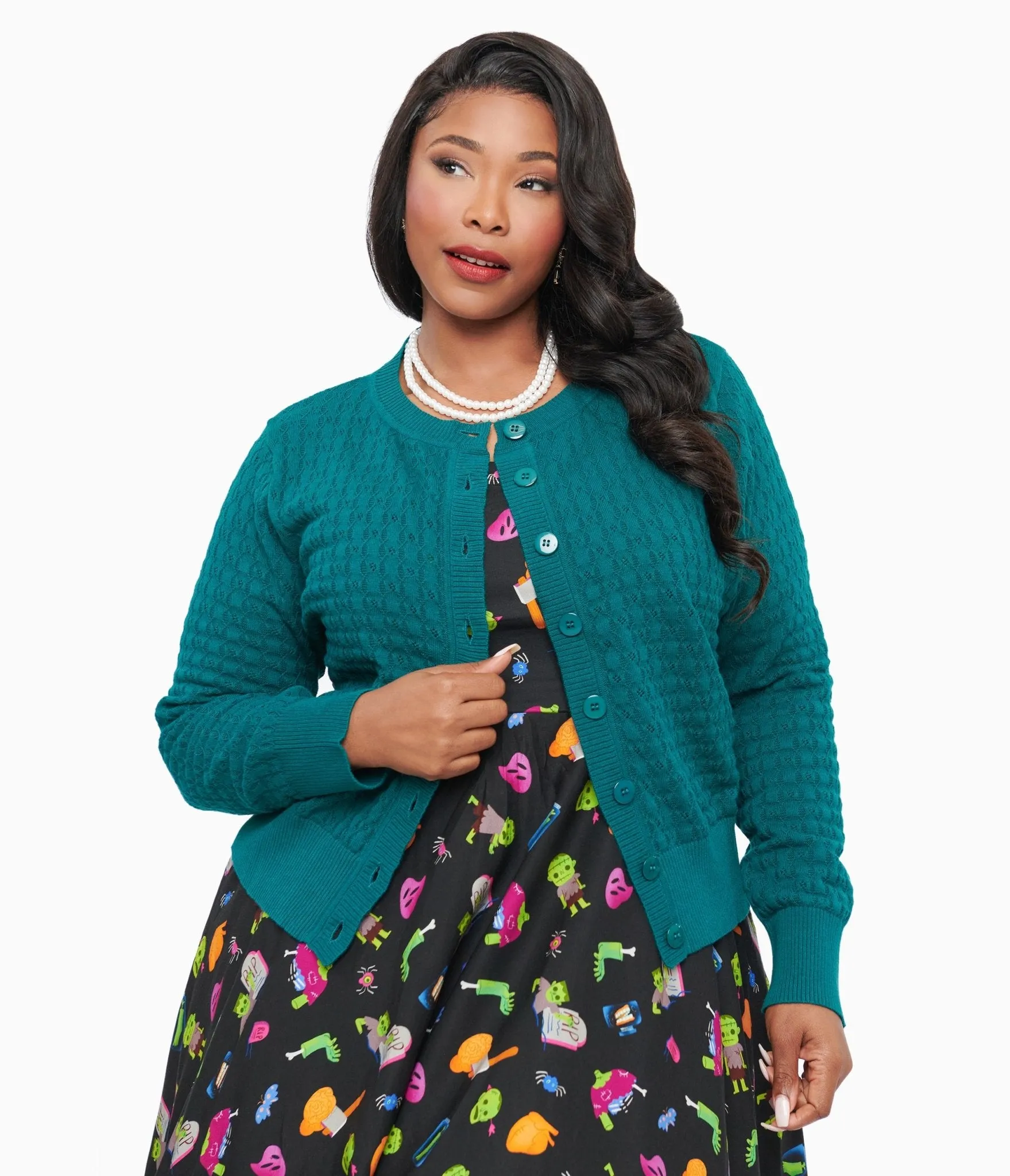 Banned Plus Size 1950s Green Katie Cardigan Easy Date Night