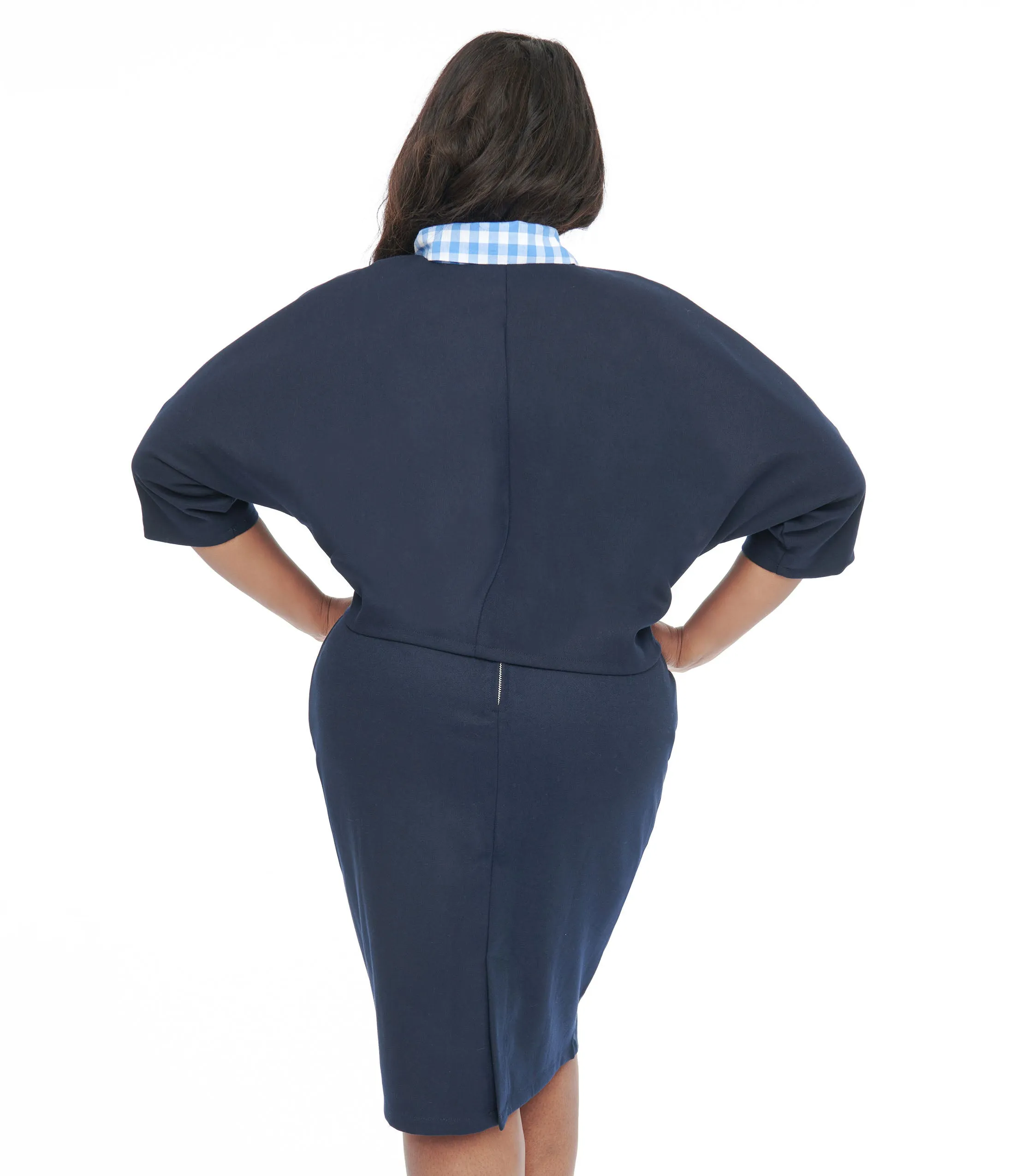 Barbie x Unique Vintage Plus Size 1950s Navy Barbie Commuter Set Box Coat Easy Date Night