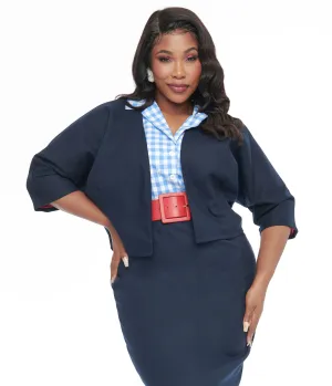 Barbie x Unique Vintage Plus Size 1950s Navy Barbie Commuter Set Box Coat Easy Date Night