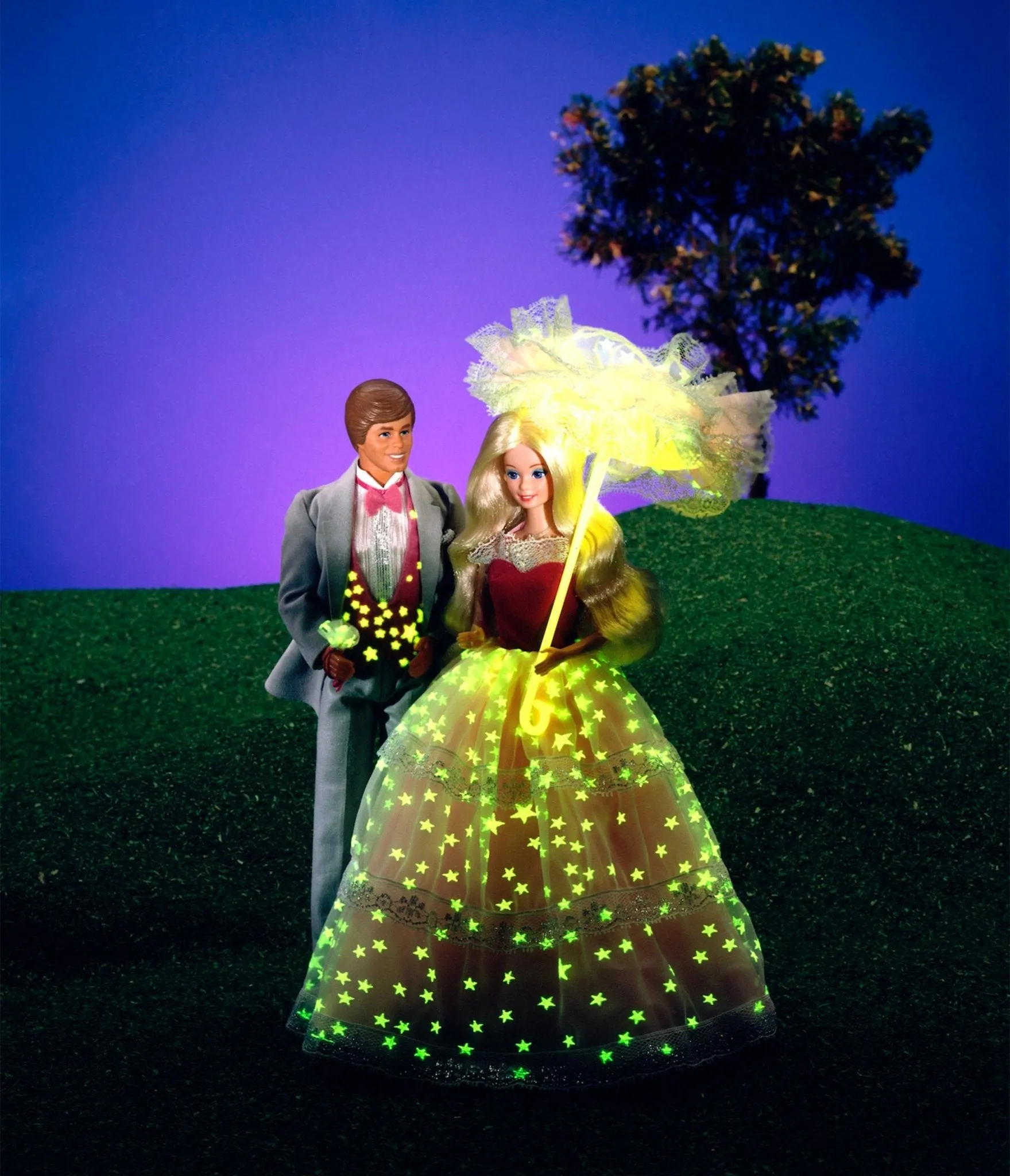Barbie x Unique Vintage Plus Size 1980s Pink Light Up Dream Glow Swing Dress Casual Everyday Look