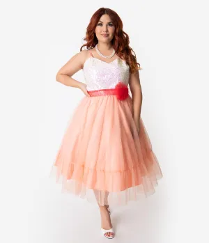 Barbie? x Unique Vintage Plus Size Peaches N Cream Chiffon Dress Casual Everyday Look