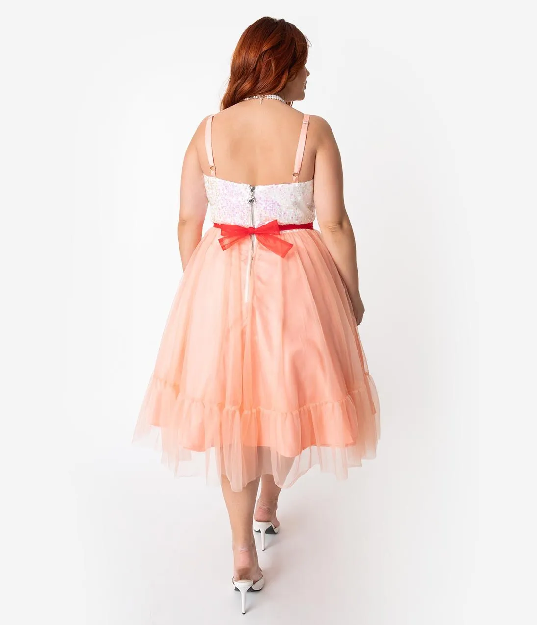 Barbie? x Unique Vintage Plus Size Peaches N Cream Chiffon Dress Casual Everyday Look