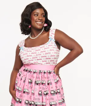 Barbie x Unique Vintage Plus Size White & Pink Barbie Print Tank Top Easy Date Night