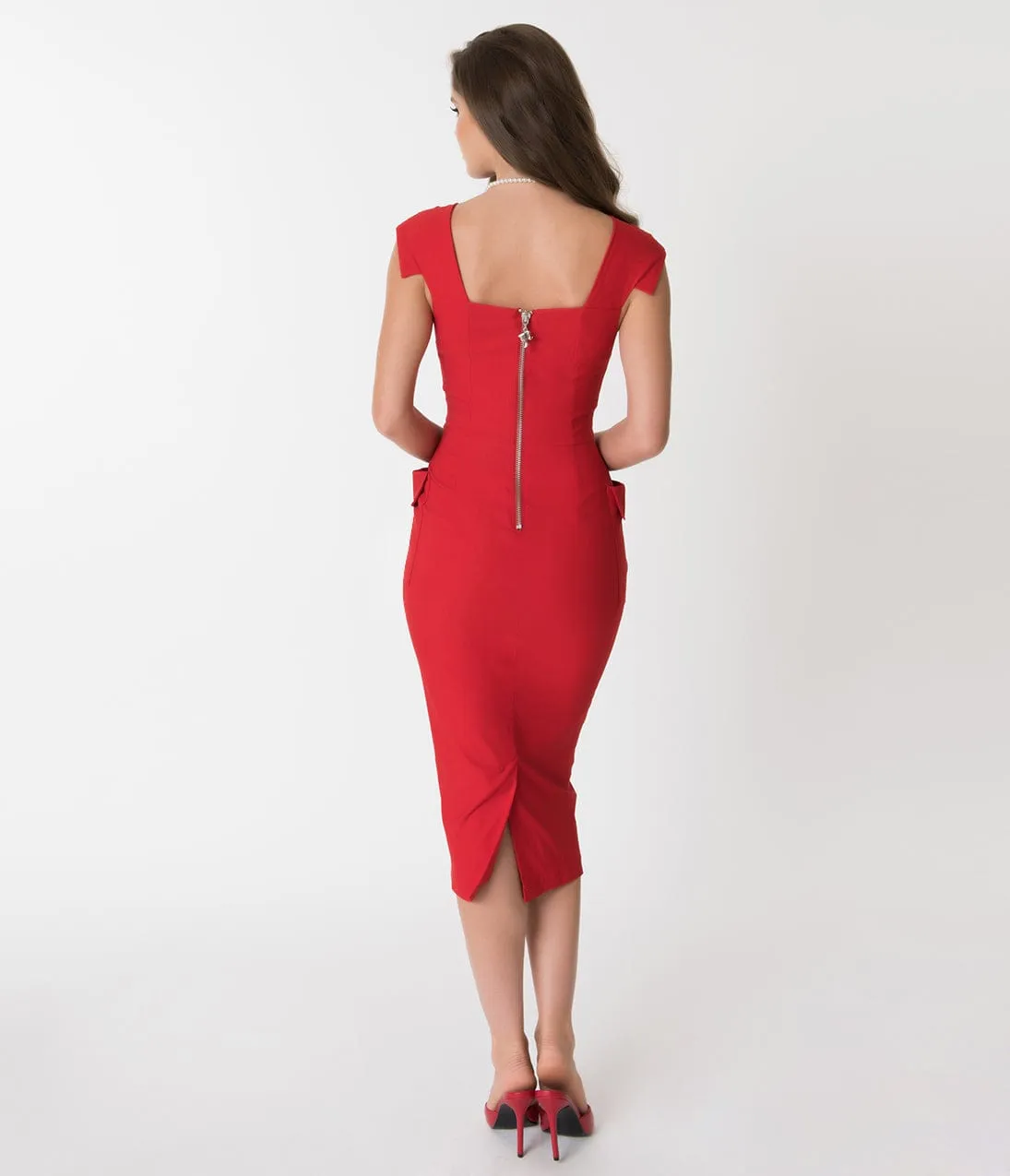Barbie? x Unique Vintage Red Sheath Sensation Wiggle Dress Casual Everyday Look