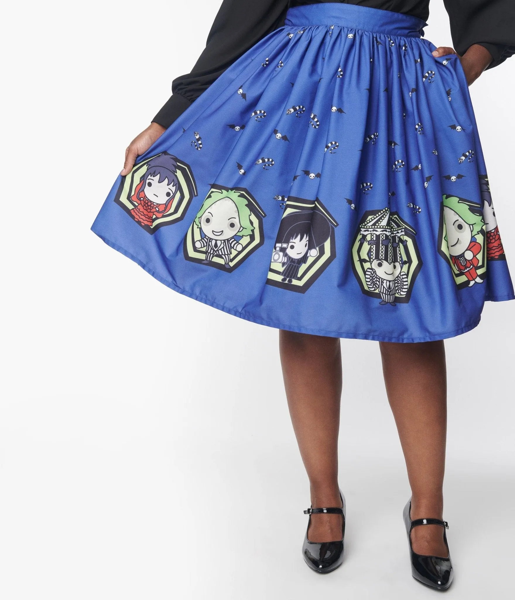 Beetlejuice x Unique Vintage Beetlejuice Characters Gellar Swing Skirt Comfortable Travel Wear