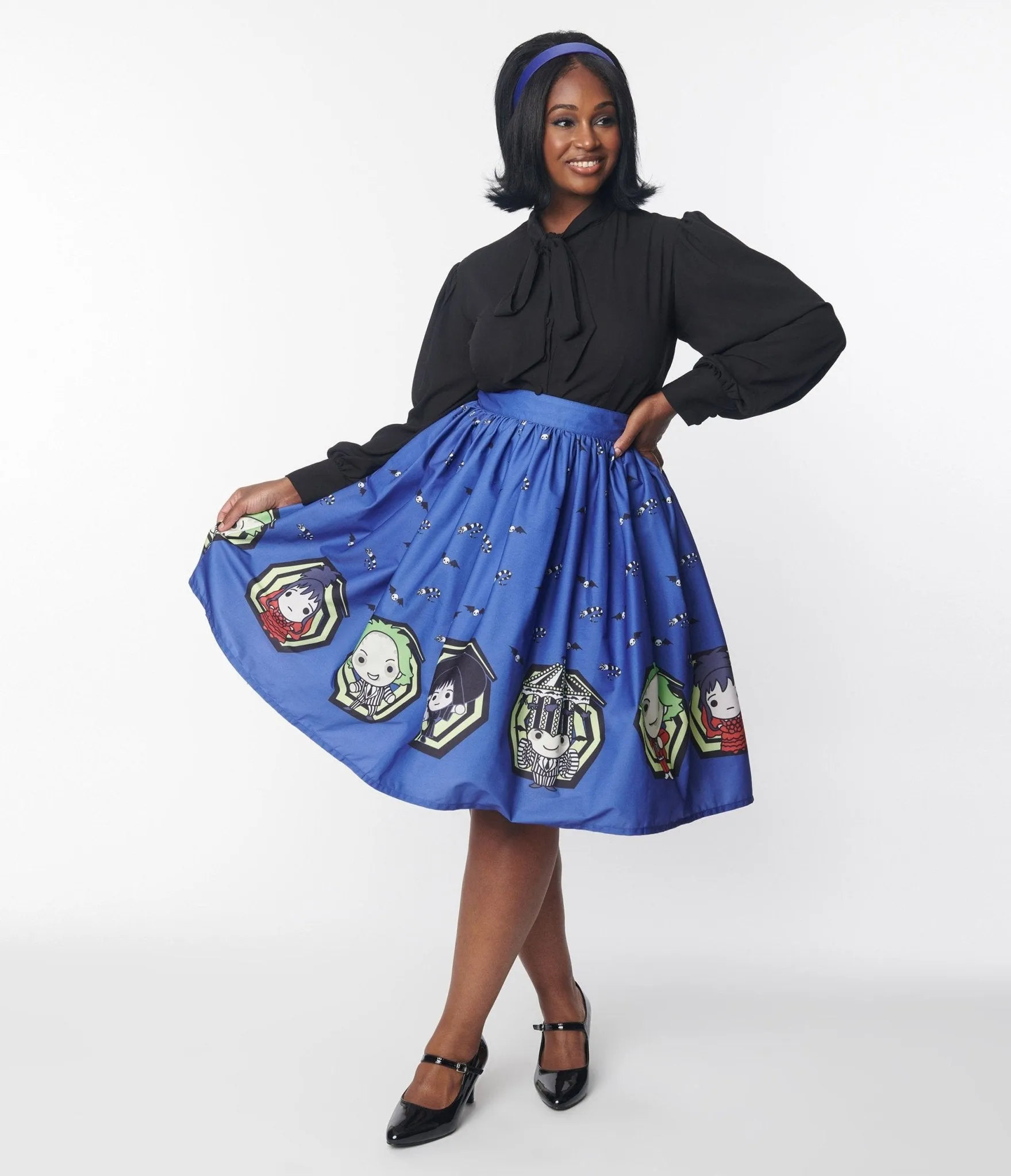 Beetlejuice x Unique Vintage Beetlejuice Characters Gellar Swing Skirt Comfortable Travel Wear