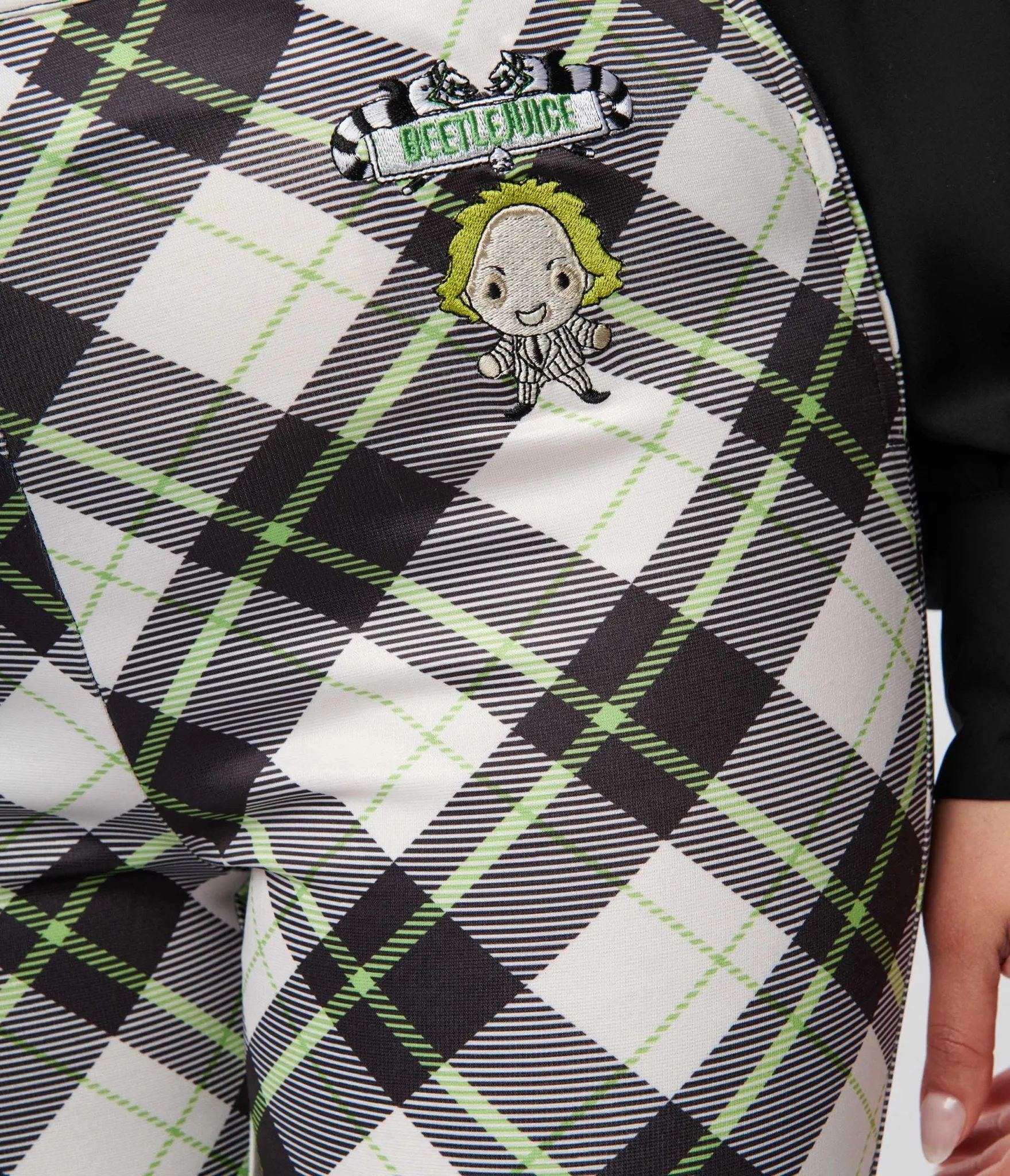 Beetlejuice x Unique Vintage Black & Green Plaid Beetlejuice Cigarette Pants Comfortable Travel Wear