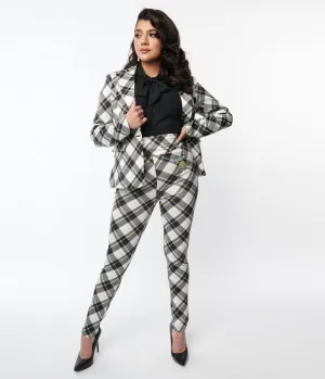 Beetlejuice x Unique Vintage Black & Green Plaid Beetlejuice Cigarette Pants Comfortable Travel Wear