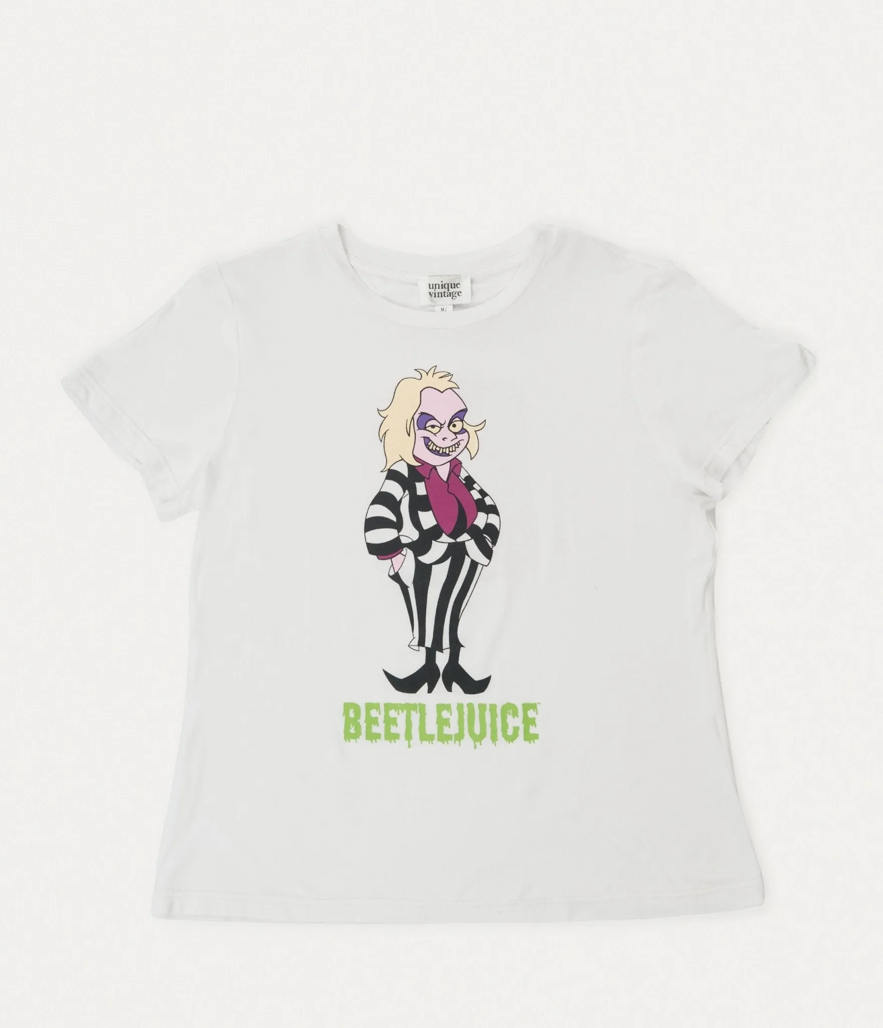 Beetlejuice x Unique Vintage White Beetlejuice Fitted Tee Easy Date Night