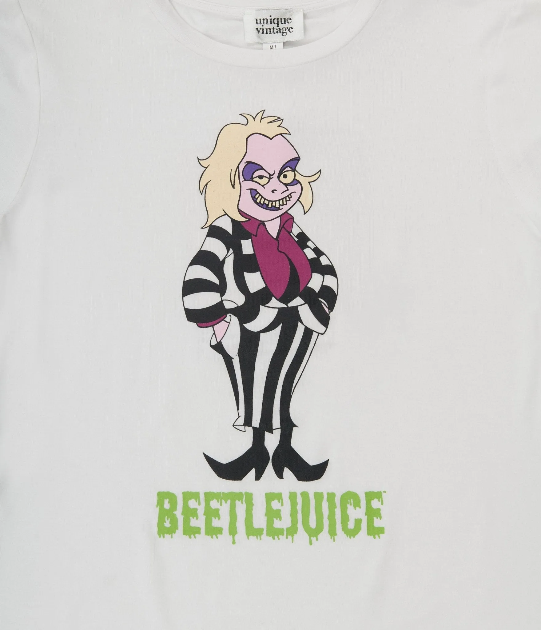 Beetlejuice x Unique Vintage White Beetlejuice Fitted Tee Easy Date Night