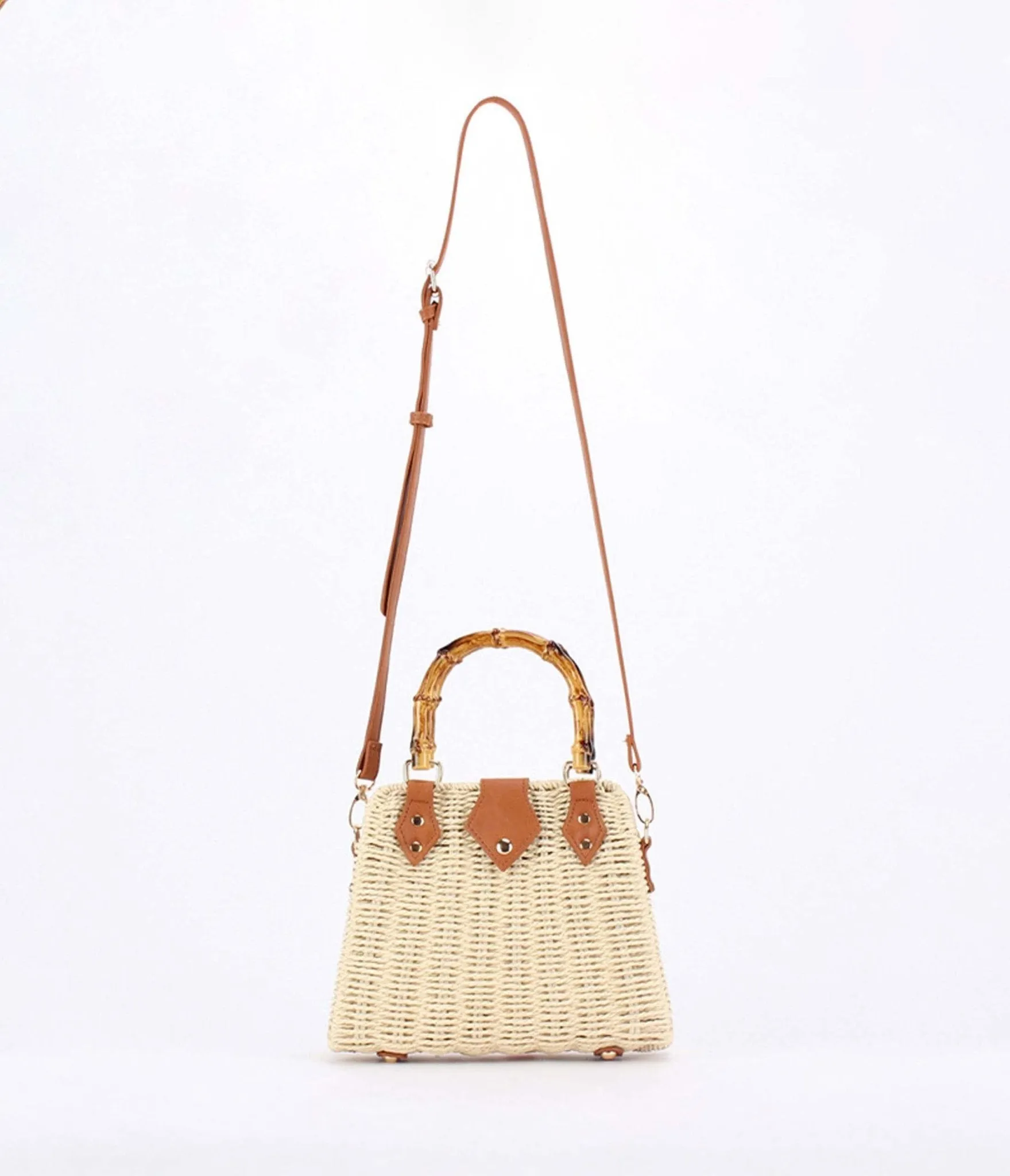 Beige Straw Beach Handbag Fun Outing