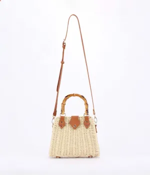 Beige Straw Beach Handbag Fun Outing