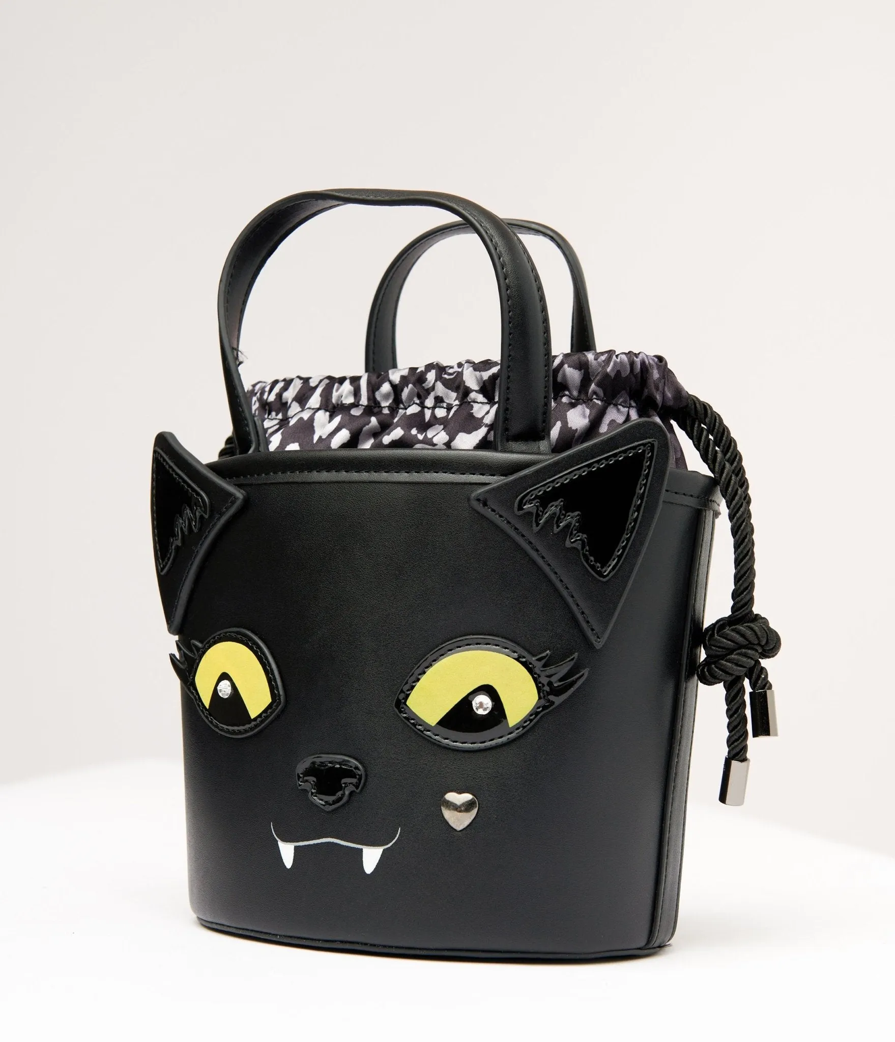 Betsey Johnson Black Gimmie Candy Cat Bucket Bag Fun Outing