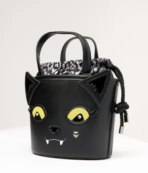 Betsey Johnson Black Gimmie Candy Cat Bucket Bag Fun Outing