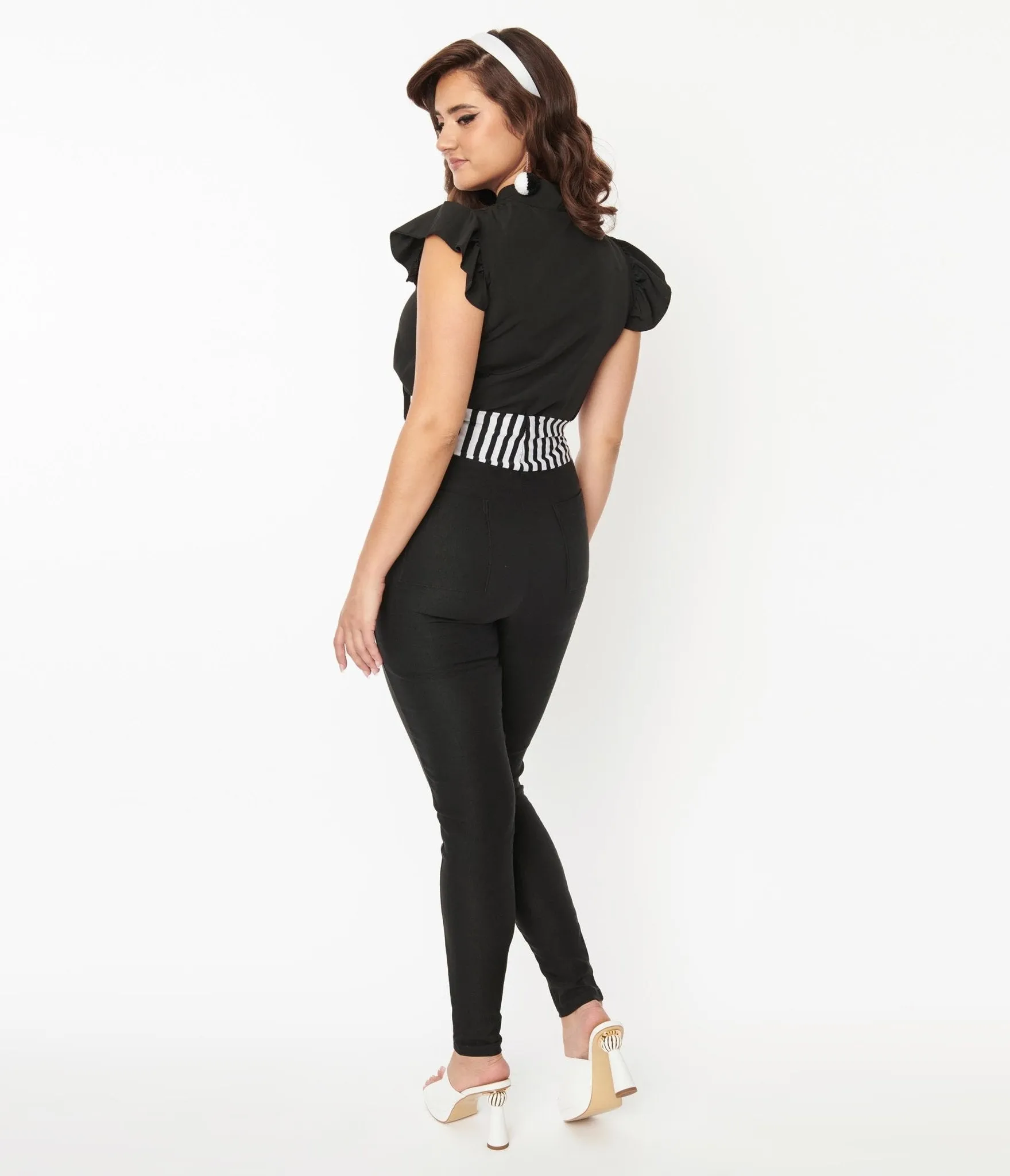 Black & Striped Contrast Showtime Pants Comfortable Travel Wear