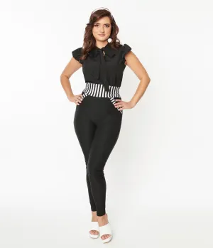 Black & Striped Contrast Showtime Pants Comfortable Travel Wear