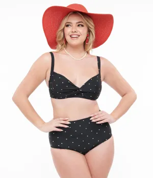 Black & White Polka Dot Two Piece Swim Set Beach Vacation Ready