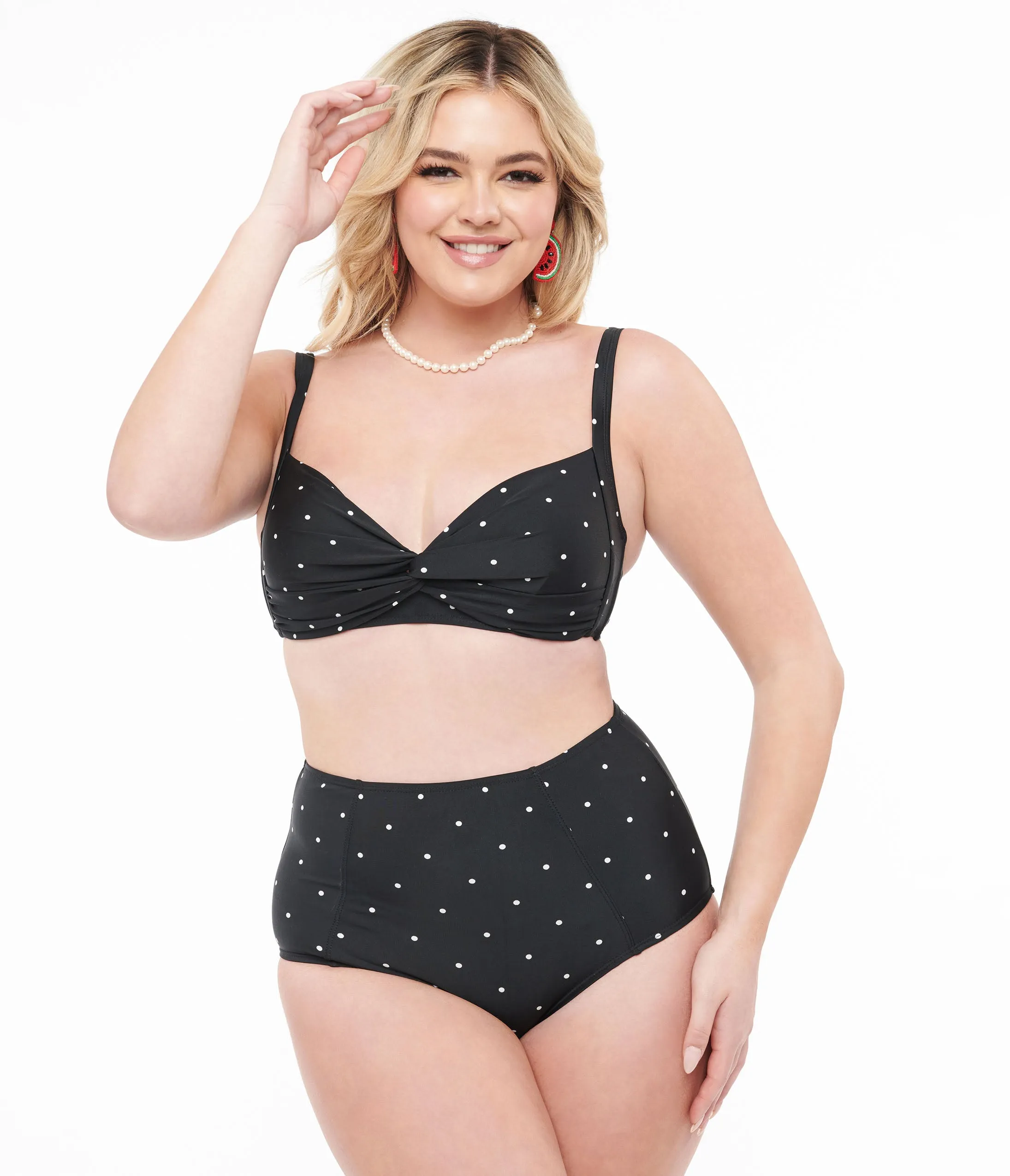 Black & White Polka Dot Two Piece Swim Set Beach Vacation Ready