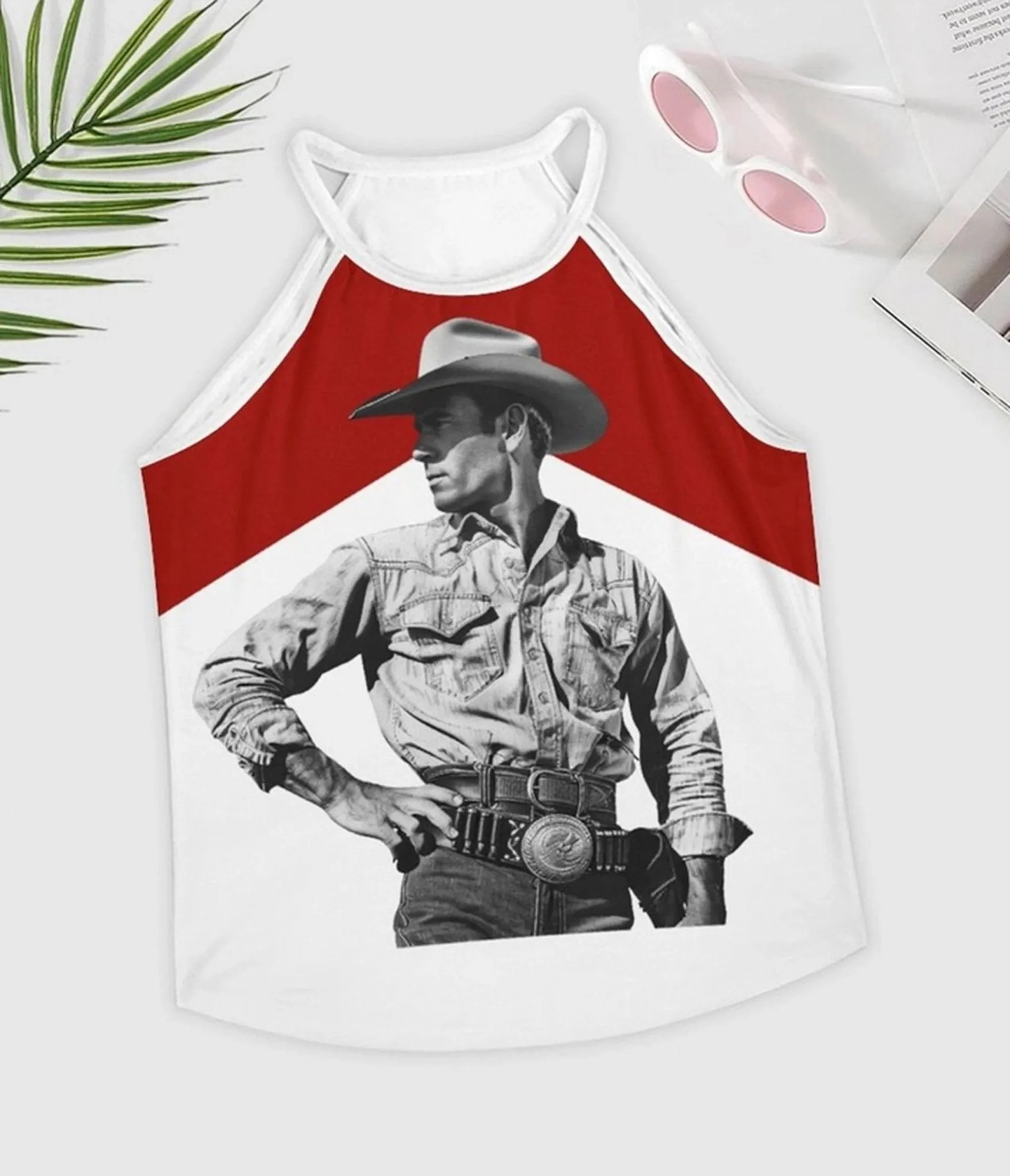 Black & White Vintage Cowboy Tank Top Easy Date Night