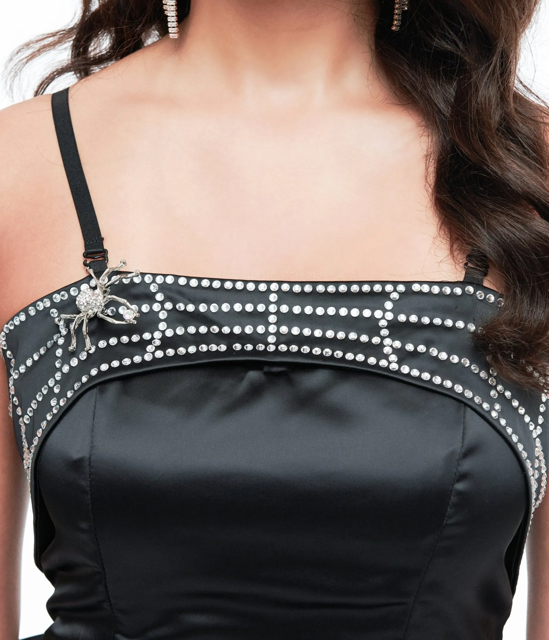 Black Bedazzled Bat Bow Erakuh Dress Casual Everyday Look