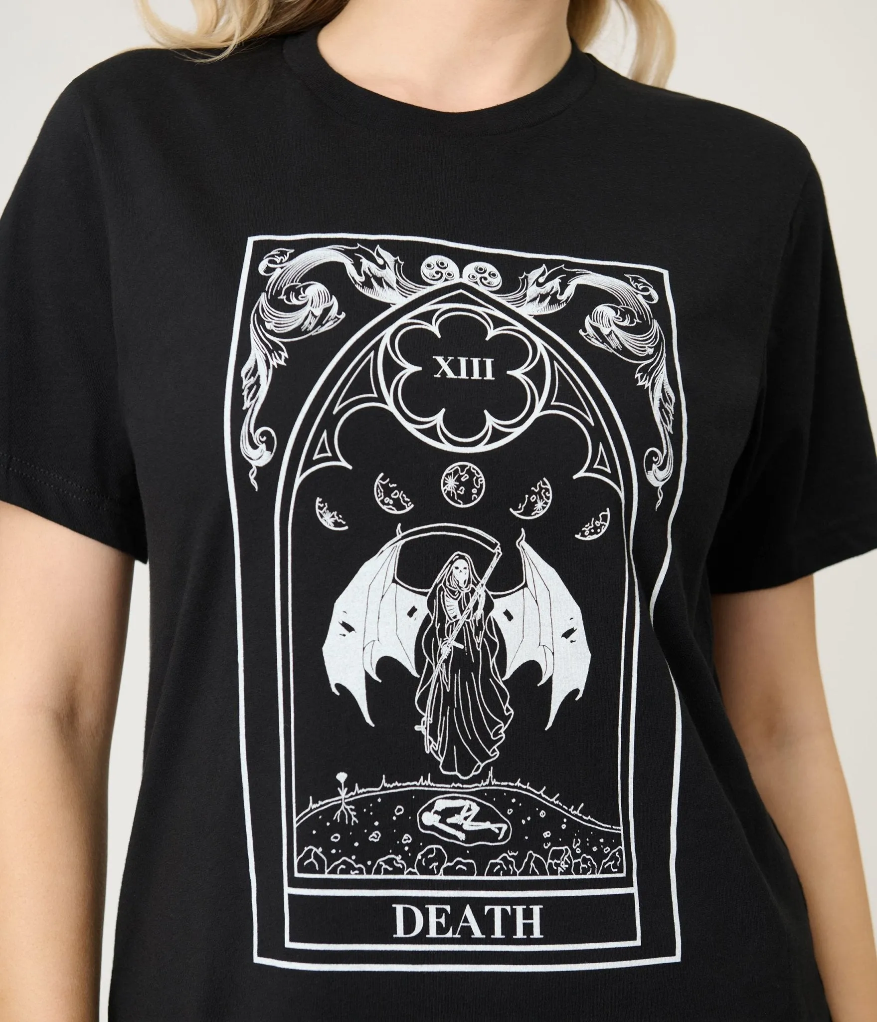 Black Death Tarot Unisex Graphic Tee Easy Date Night