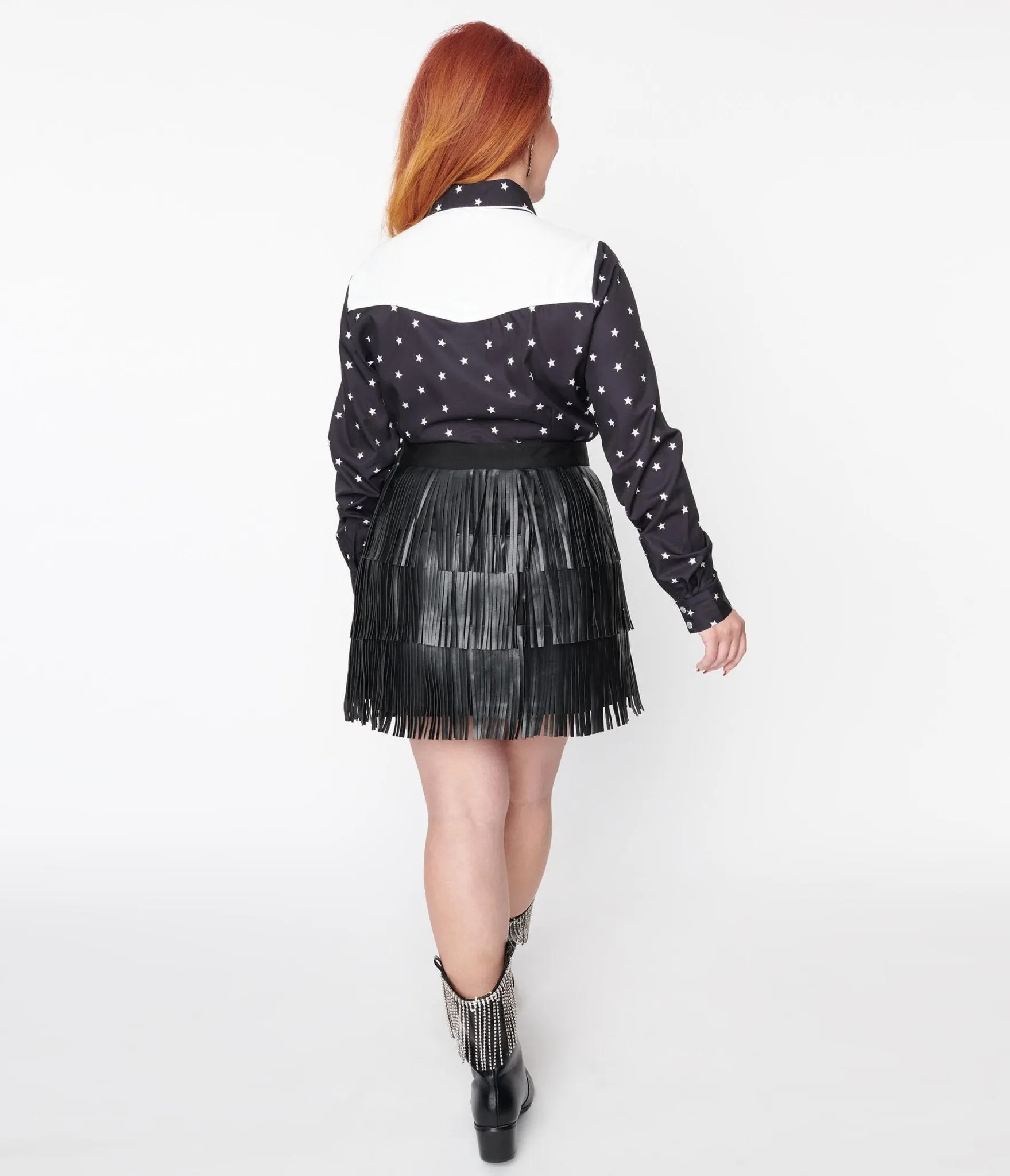 Black Faux Leather Fringe Mini Skirt Comfortable Travel Wear
