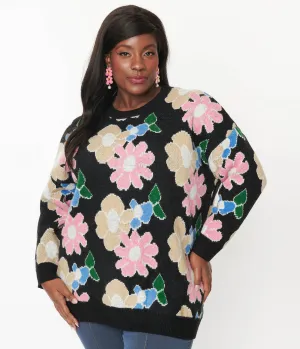Black Floral Pullover Sweater Easy Date Night