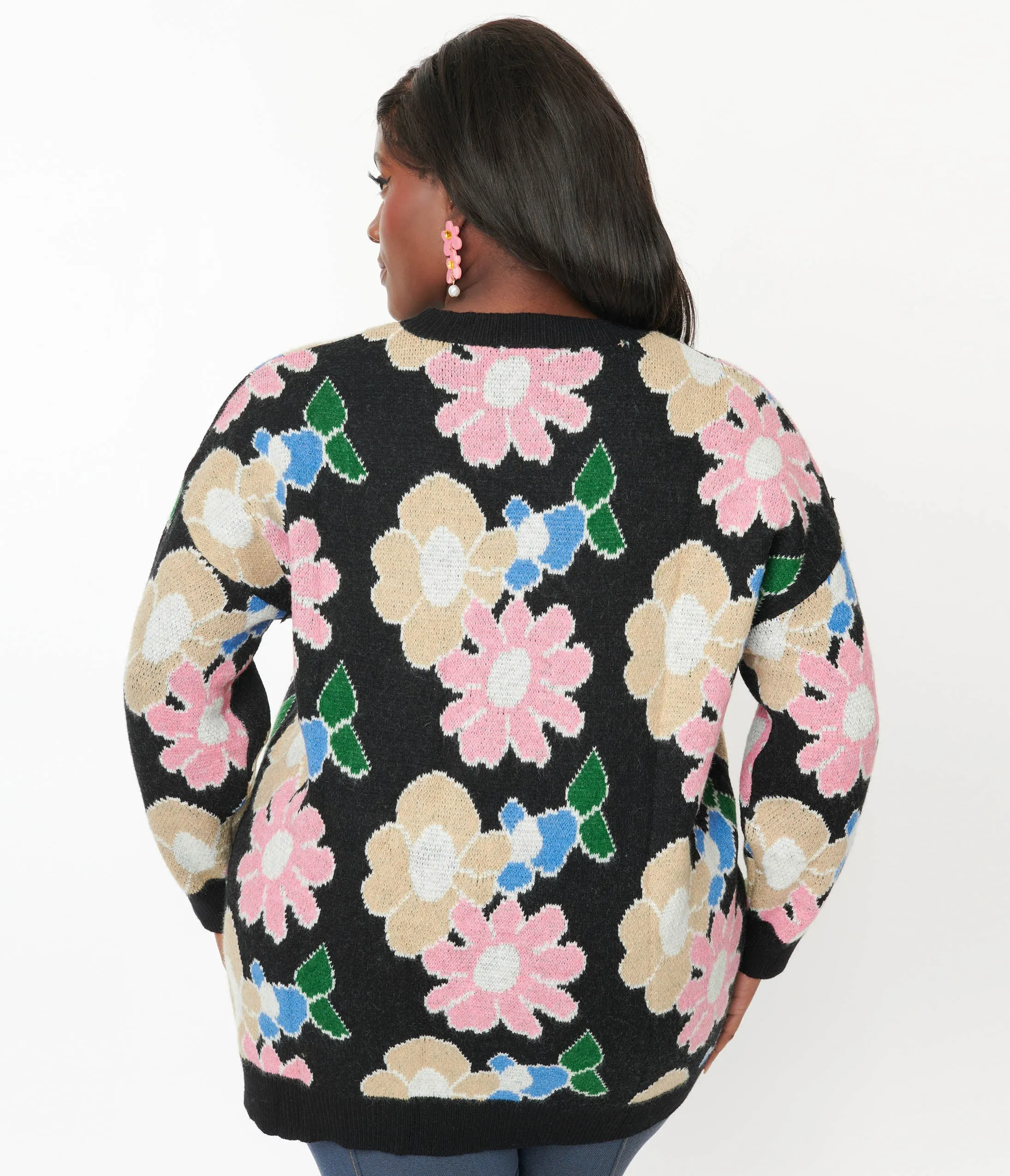 Black Floral Pullover Sweater Easy Date Night