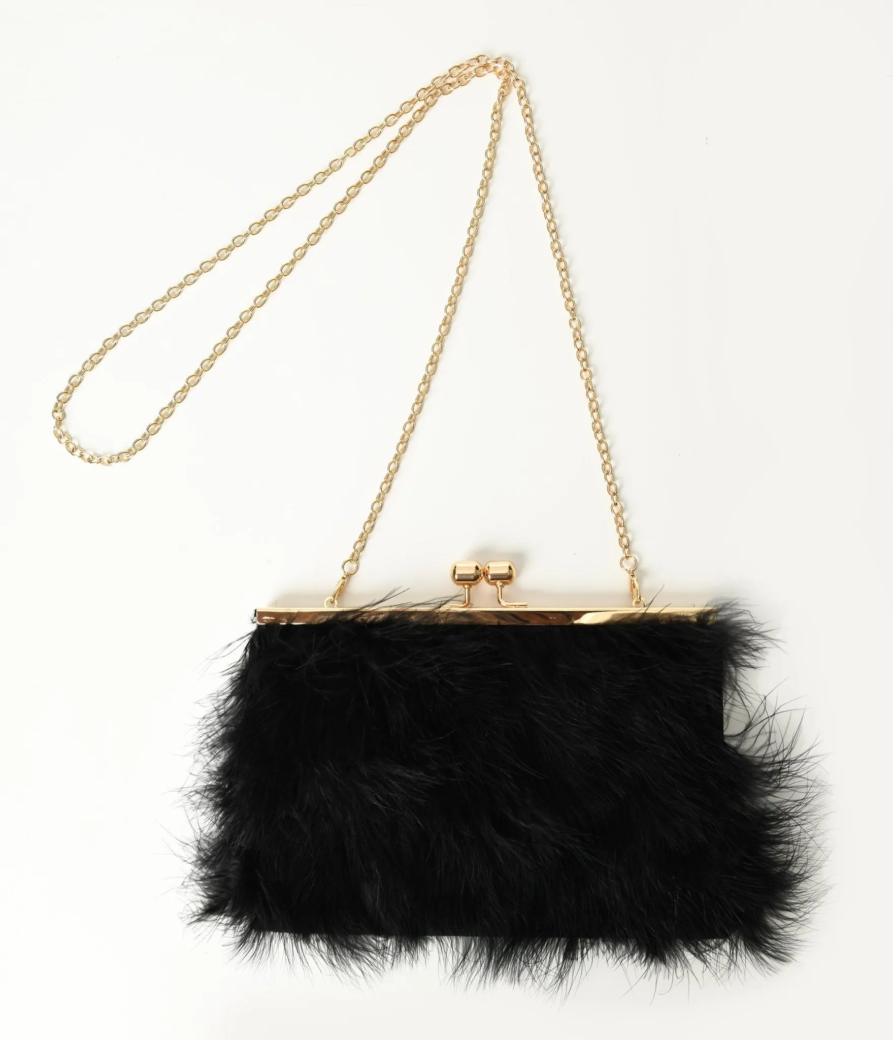 Black Fur Clutch Bag Fun Outing