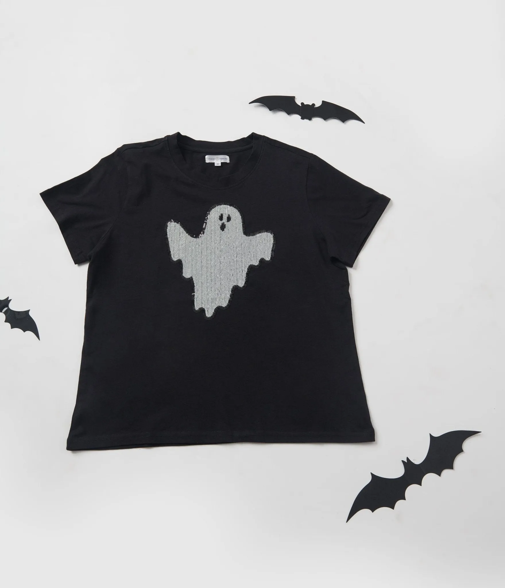 Black Ghost Sequin Unisex Tee Easy Date Night