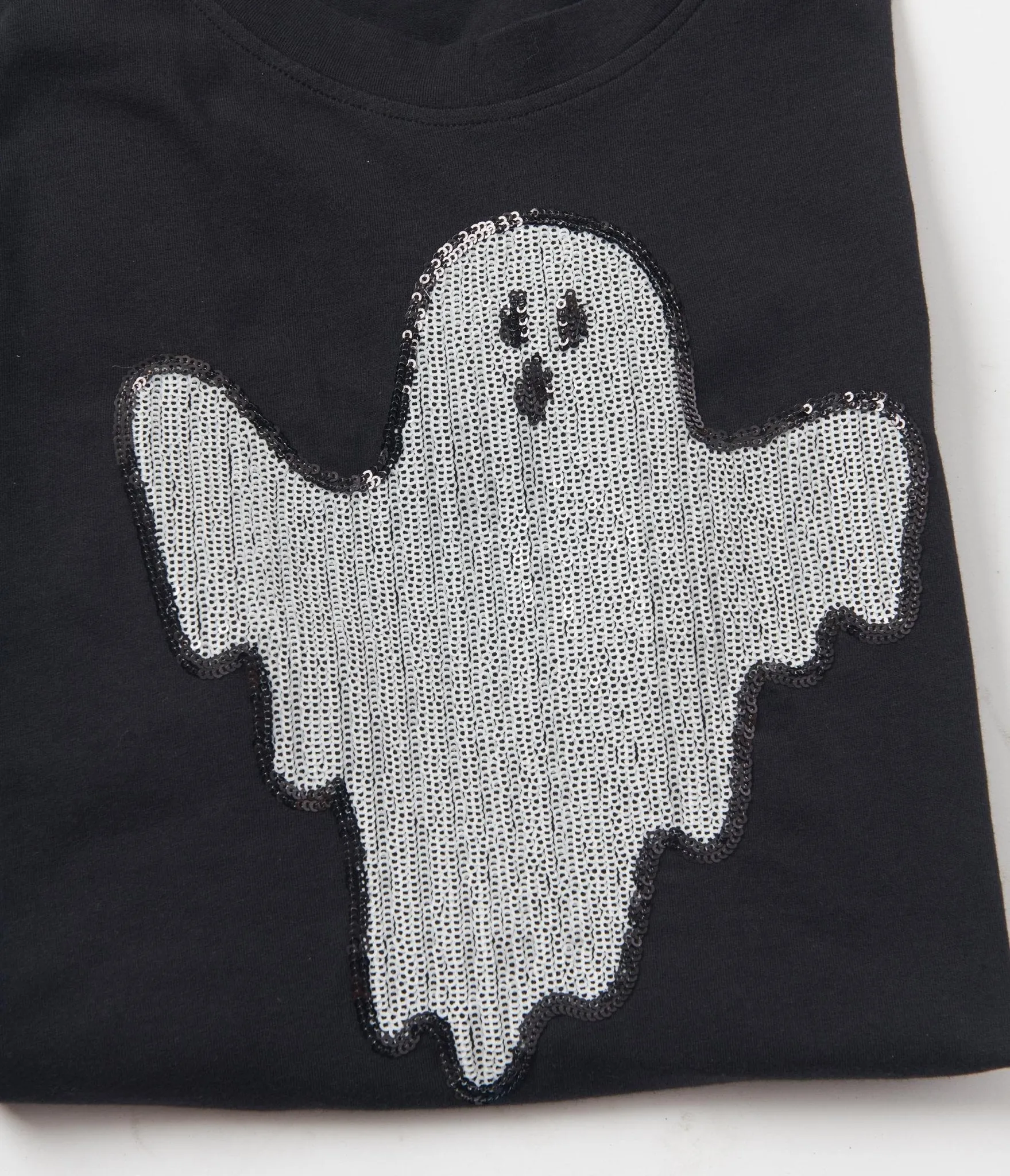 Black Ghost Sequin Unisex Tee Easy Date Night