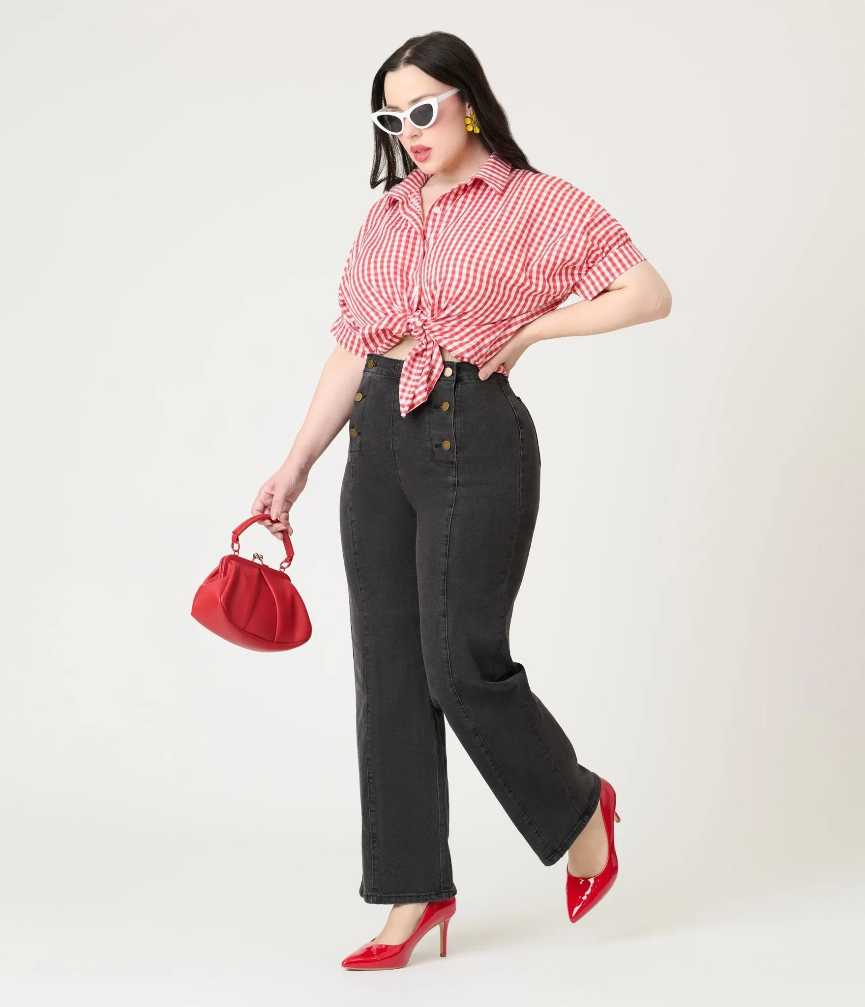 Black High Waisted Sailor Pants Comfortable Travel Wear