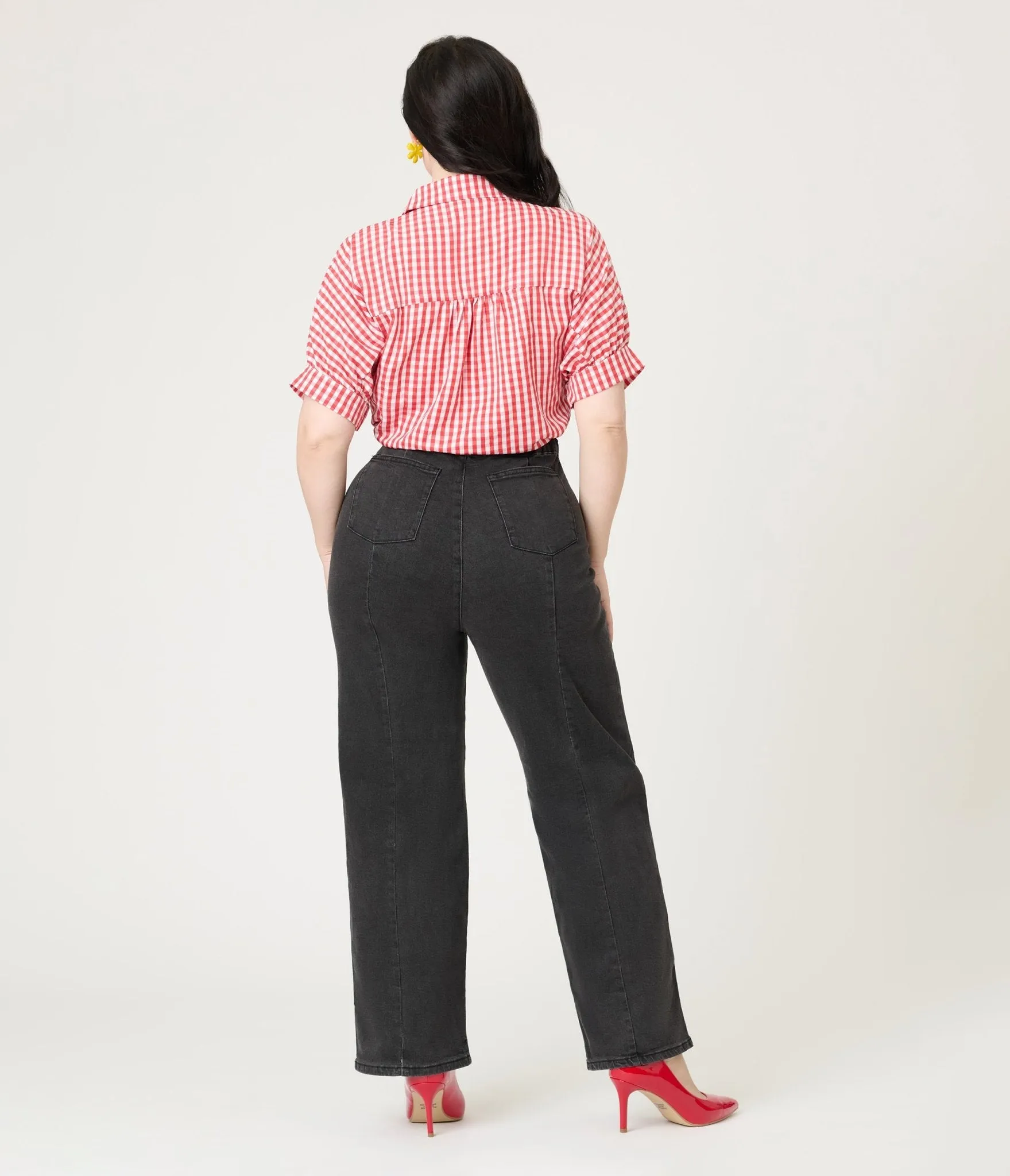 Black High Waisted Sailor Pants Comfortable Travel Wear