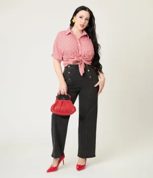 Black High Waisted Sailor Pants Comfortable Travel Wear