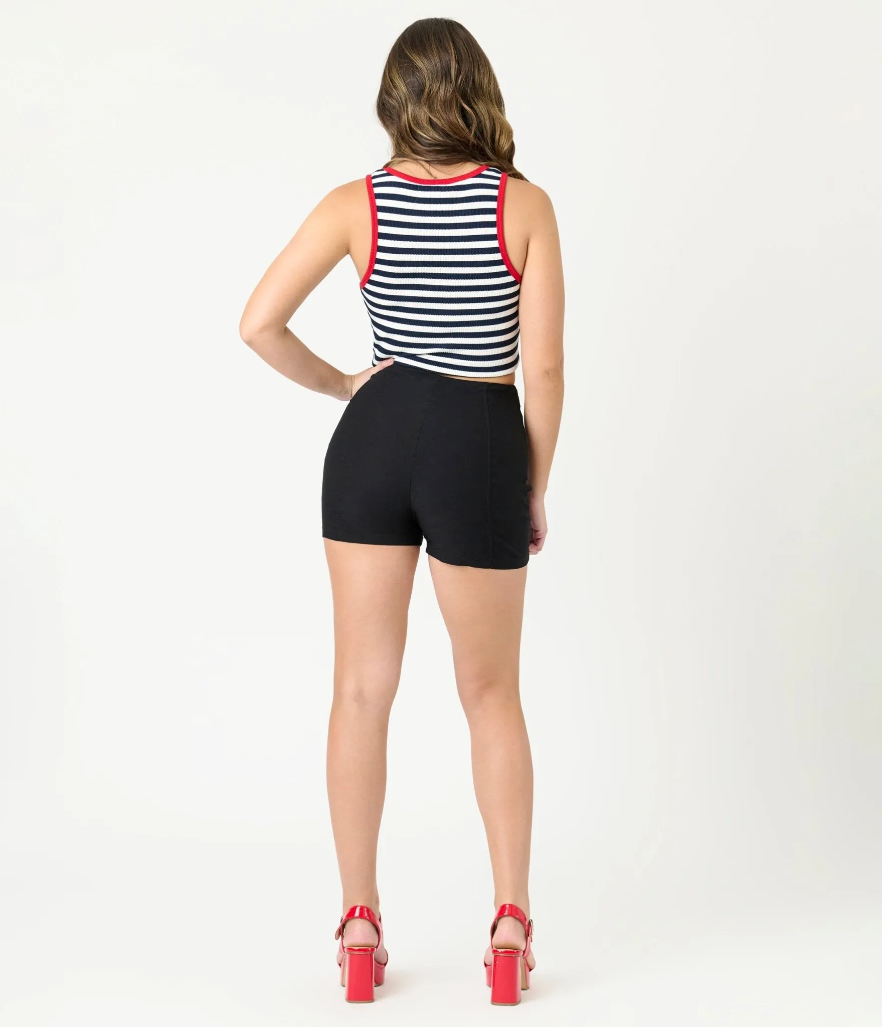 Black High Waisted Sailor Shorts Comfortable Travel Wear