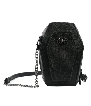 Black Leatherette Mini Coffin Crossbody Purse Fun Outing